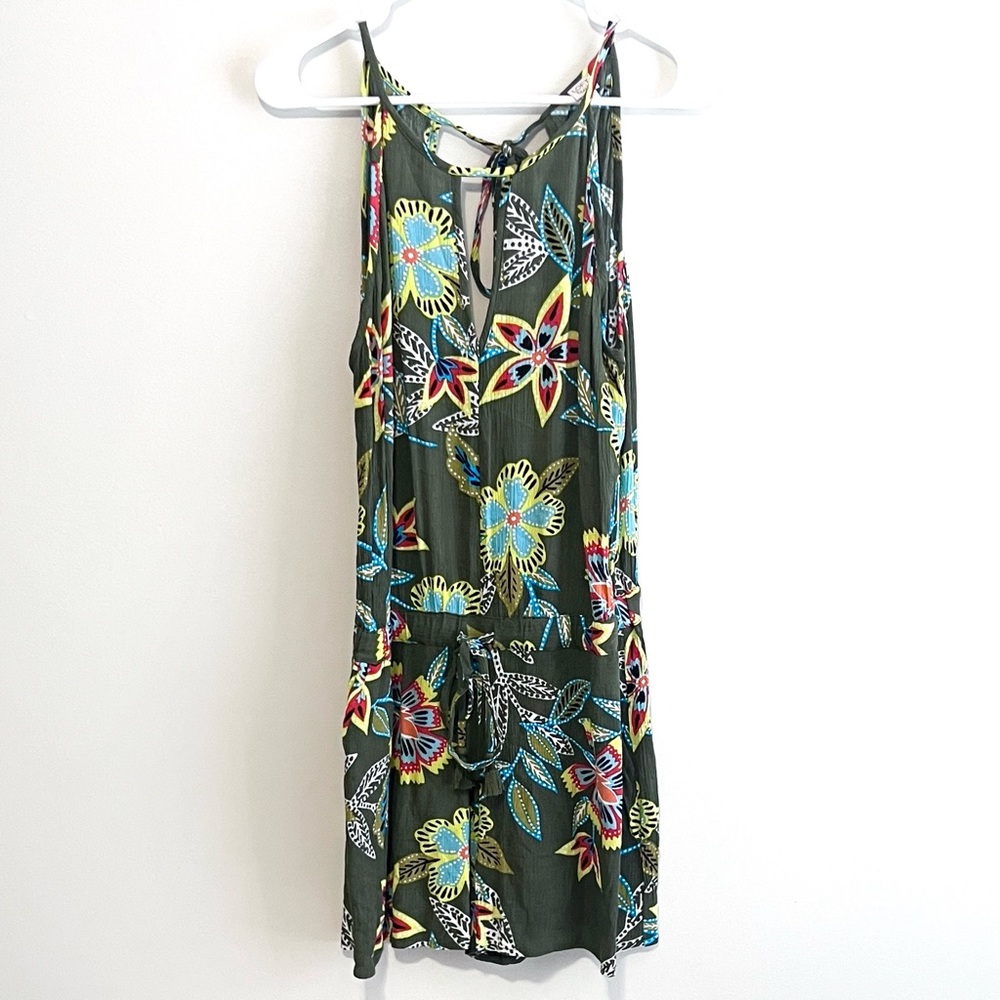 Loft Beach Tropical Floral Print Sleeveless Halter Romper
